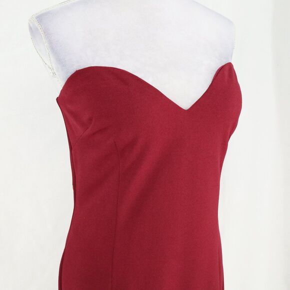 Katie May Gown Dress Womens 16 Burgundy Strapless Open Back Long Sheer Scarf - Picture 8 of 16